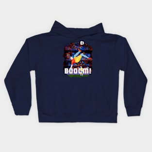 Booom- man kicking soccer ball Kids Hoodie